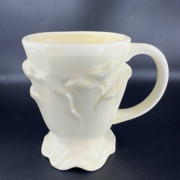 Roscher Flower Antique Butter Yellow Coffee Mug Cup Flower Shape Set 2 Mugs Cups - Picture 11 of 16